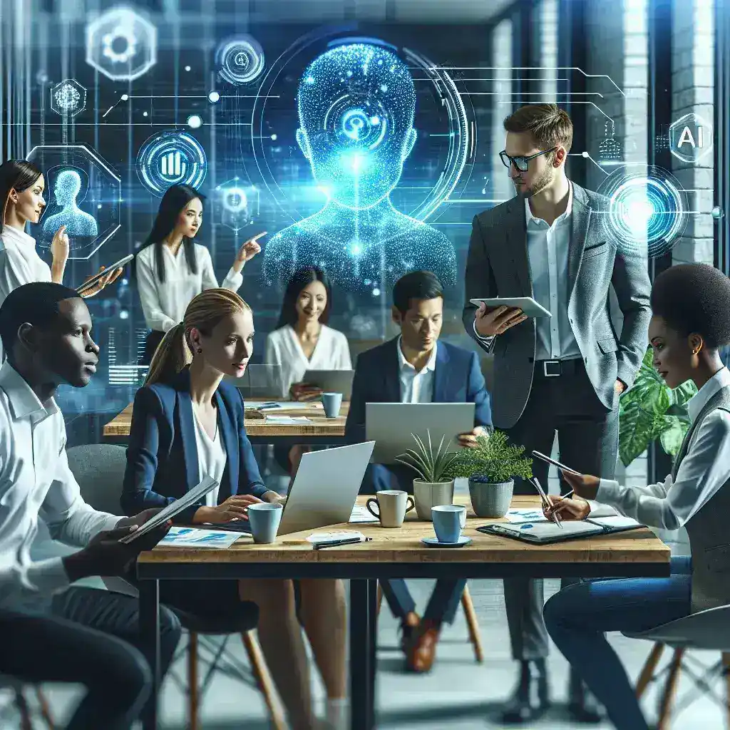 "AI-powered CRM features in Salesforce for small U.S. businesses, showcasing interface with analytics dashboard and user-friendly design"