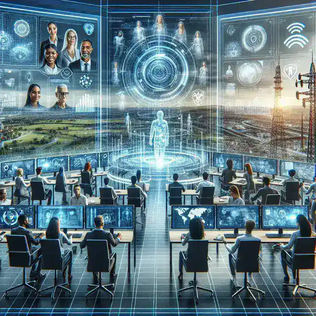 "Remote work technologies in action: A diverse team collaborating seamlessly via video conferencing and project management tools, symbolizing the future of work in the digital workplace."